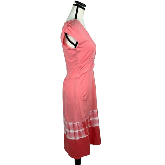 Land's End Wrap Dress XS Coral Pink Fit & Flare Wedding Beach Brunch Summer - Picture 3 of 11